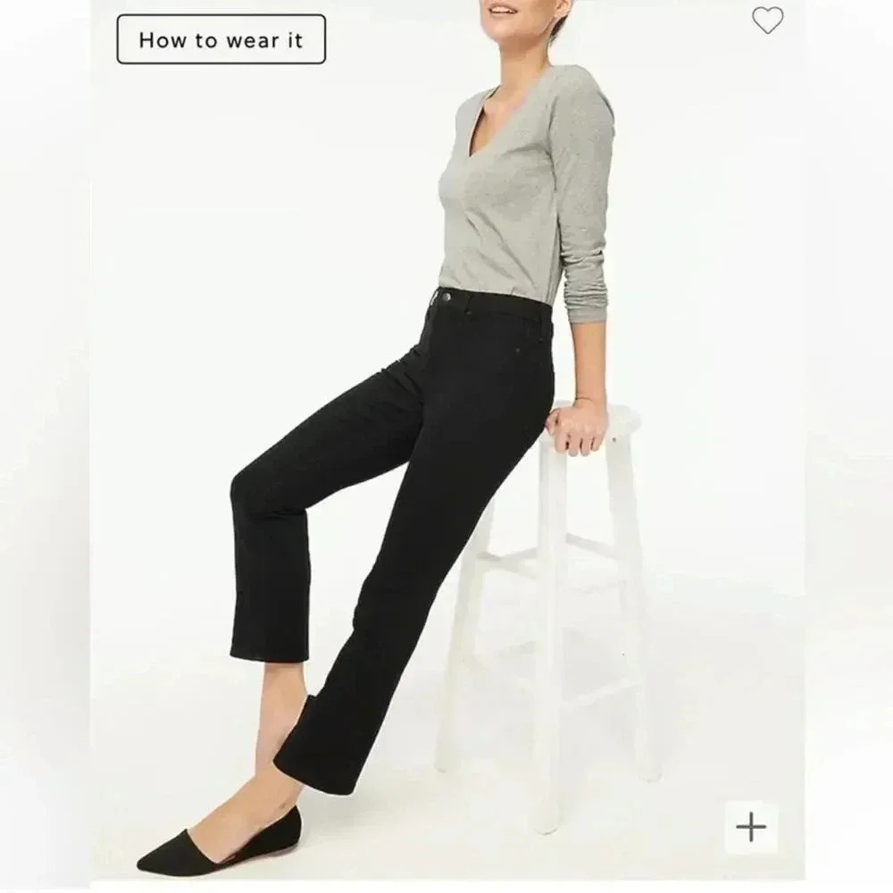 J Crew Factory Flare crop black jeans 26 NWOT